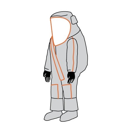 Kappler Frontline 500 NFPA 1990 1991 Certified Vapor Total Encapsulating Suit, Front Entry, Silver, L/XL F5H582SILGXL91